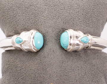 Cannes Demi Cuff in Silver with Turquoise Blue by Julie Vos