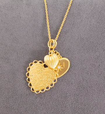 Heart Trio Charm Pendant by Julie Vos