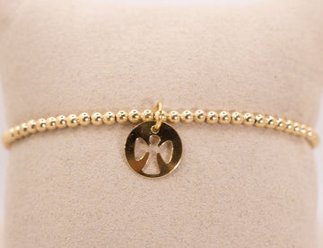 Classic Gold Extends 3mm Bracelet - Guardian Angel Disc by E Newton