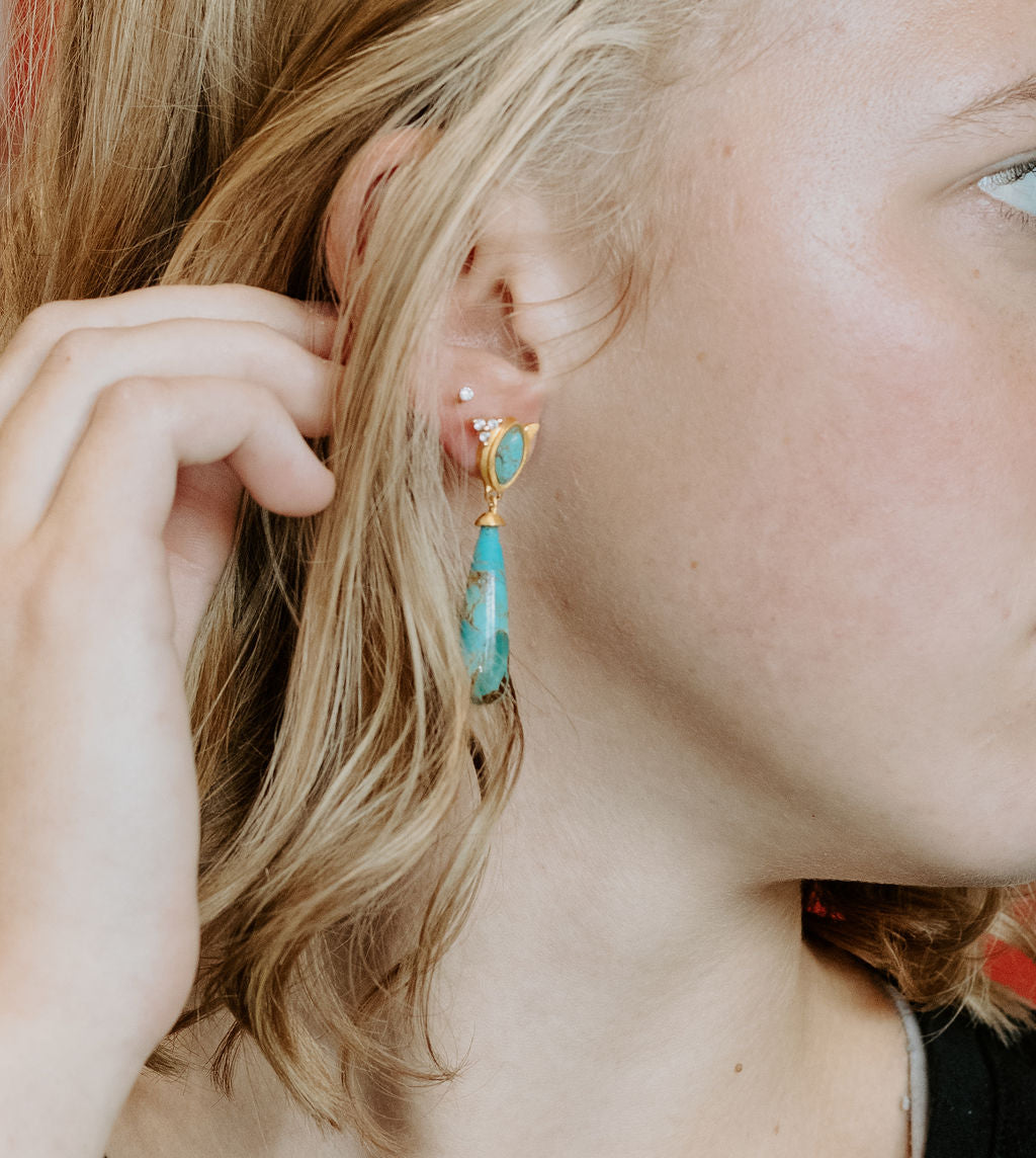 Tulip Drop Earrings in Turquoise by Christina Greene