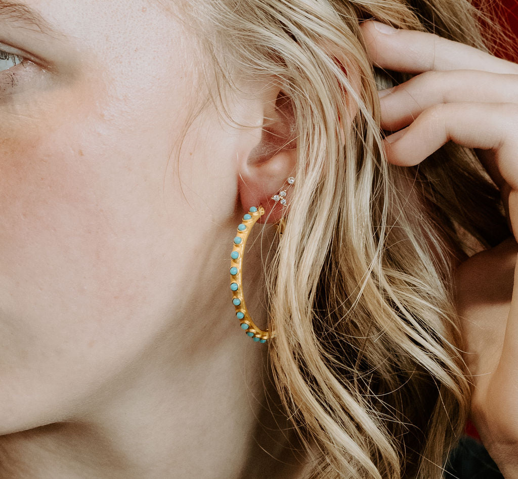 Turquoise Dot Hoop Earrings by Christina Greene