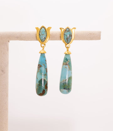 Tulip Drop Earrings in Turquoise by Christina Greene