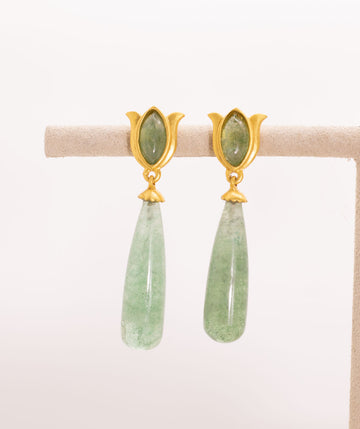Tulip Drop Earrings in Green by Christina Greene
