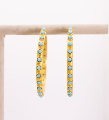 Turquoise Dot Hoop Earrings by Christina Greene