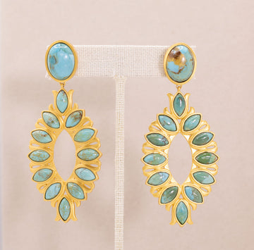 Water Lily Drop Earrings in Turquoise by Christina Greene