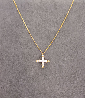 Gumdrop Cross Delicate Necklace - Pearl by Julie Vos