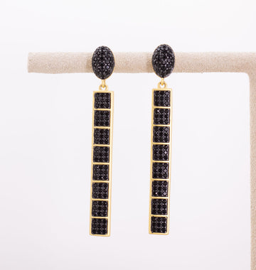 Industrial Finish Cobblestone linear Drop Earrings by Freida Rothman