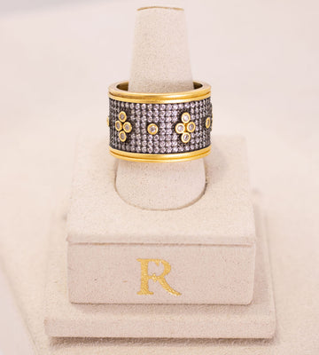Signature Pave Cross Wide Band Ring by Freida Rothman